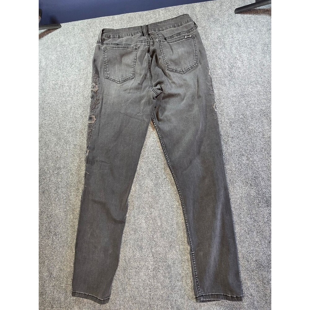 Seven7 Skinny Jeans Womens 12 Gray Floral Embroidered Minimalist Denim - Picture 8 of 8